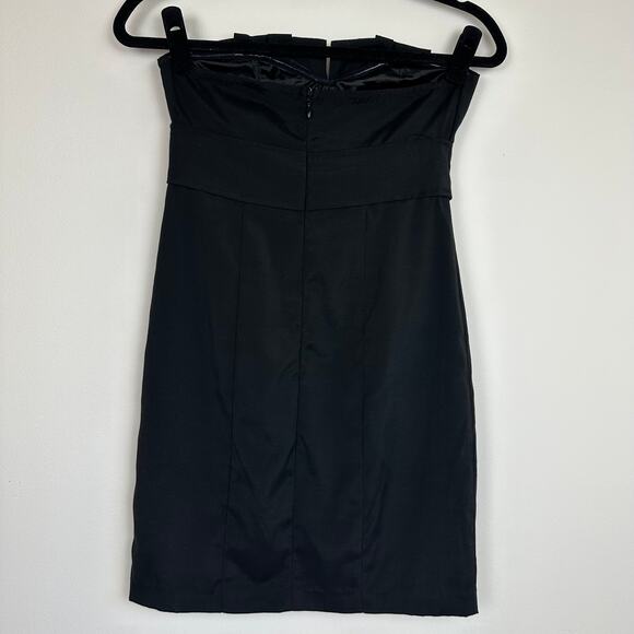 Ark & Co Womens Strapless Fitted Cotton Blend A-Line Black Mini Dress Small - Picture 2 of 8